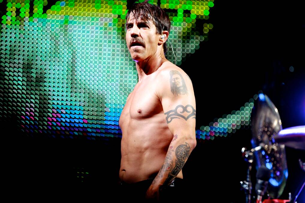 Red Hot: Anthony Kiedis performs at the Big Day Out in 2013 when temperatures in Sydney reached 46 degrees - about 100 degrees cooler than the Derwent Entertainment Centre on Sunday night.