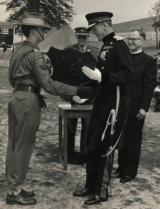 A young man's encounter with his first governor-general. Student cadet Cosgrove with Viscount De L'Isle in 1963. Picture: Supplied