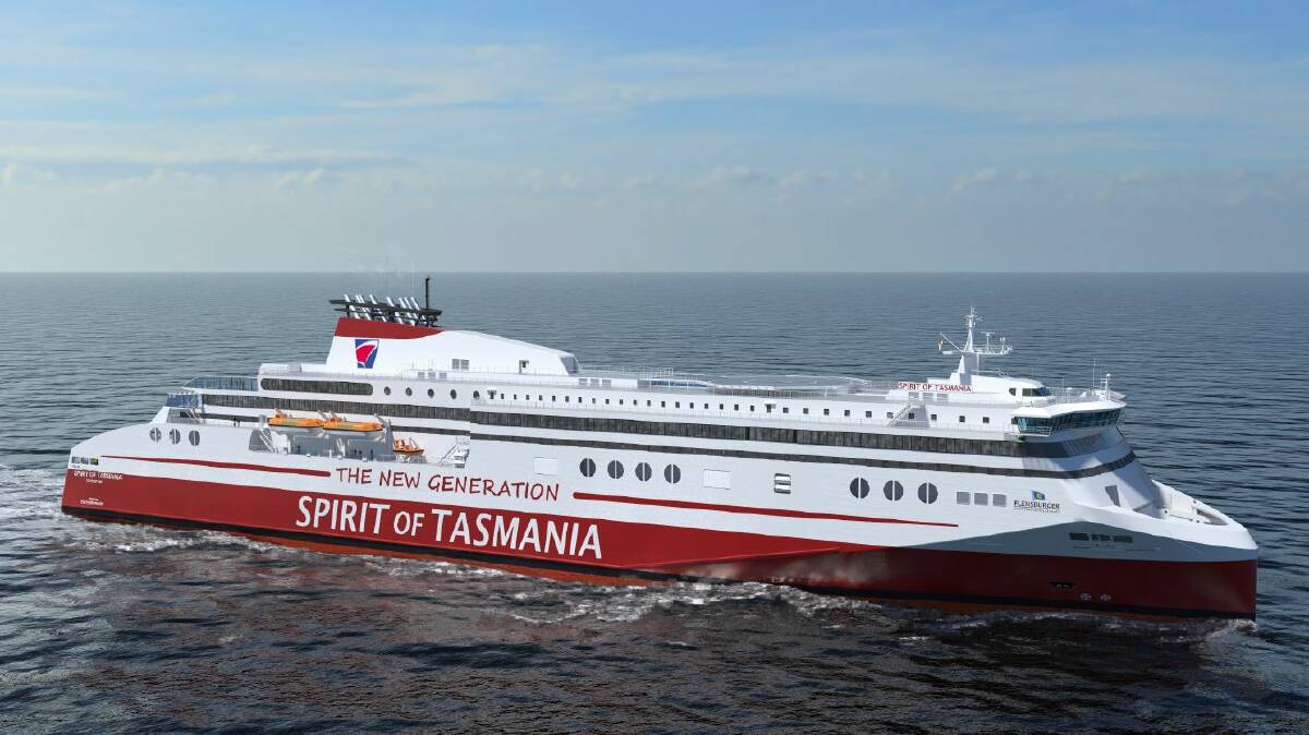 An artist's impression of what the new Spirit of Tasmania ferries could have looked like, if German company FSG had retained the contract. 