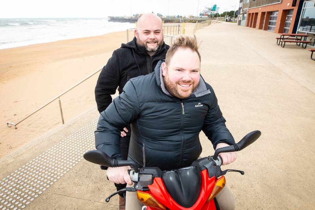 MOPED MATES: Nathan Newton and Justin Grave will take to the open road and tour Tasmania for a youth suicide prevention fundraiser in December. Picture: Eve Woodhouse