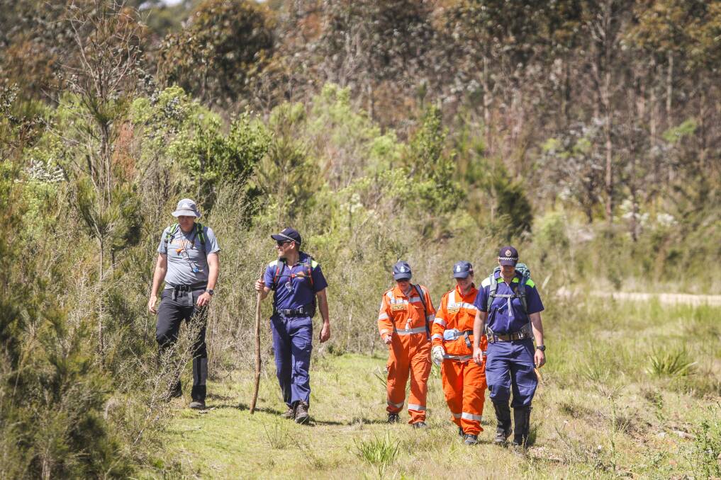 Police search the Dulverton bushland where Noel Ingham's remains were found. 