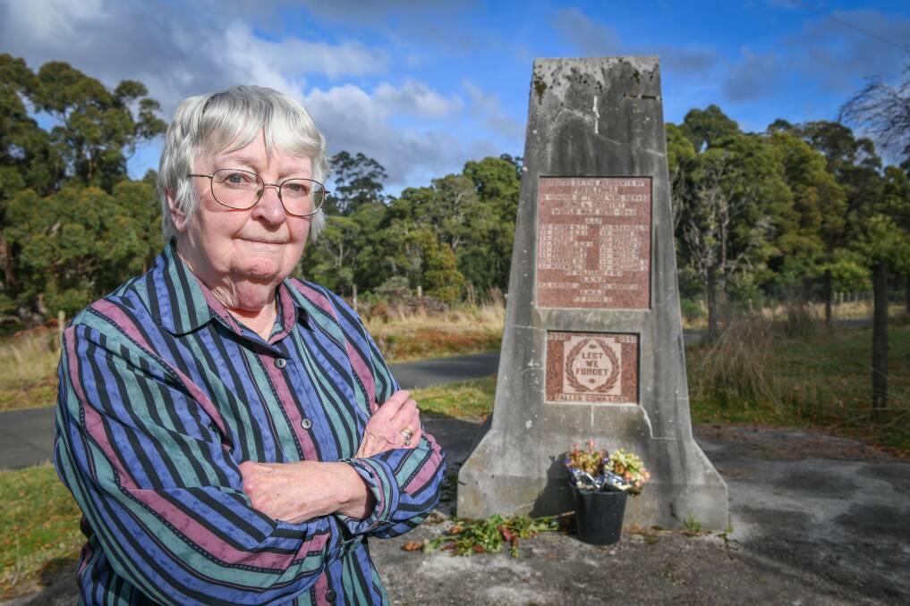 LEST WE FORGET: Colleen Dibley lived at Preolenna for 30 years and said the cenotaph is integral to the community and its history. She said descendants of those inscribed often visit the area to pay their respects. Picture: Paul Scambler