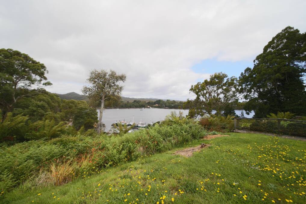 Views of Macquarie Harbour from a block for sale at Strahan. Picture: Jenelle Carey/Harcourts West Coast