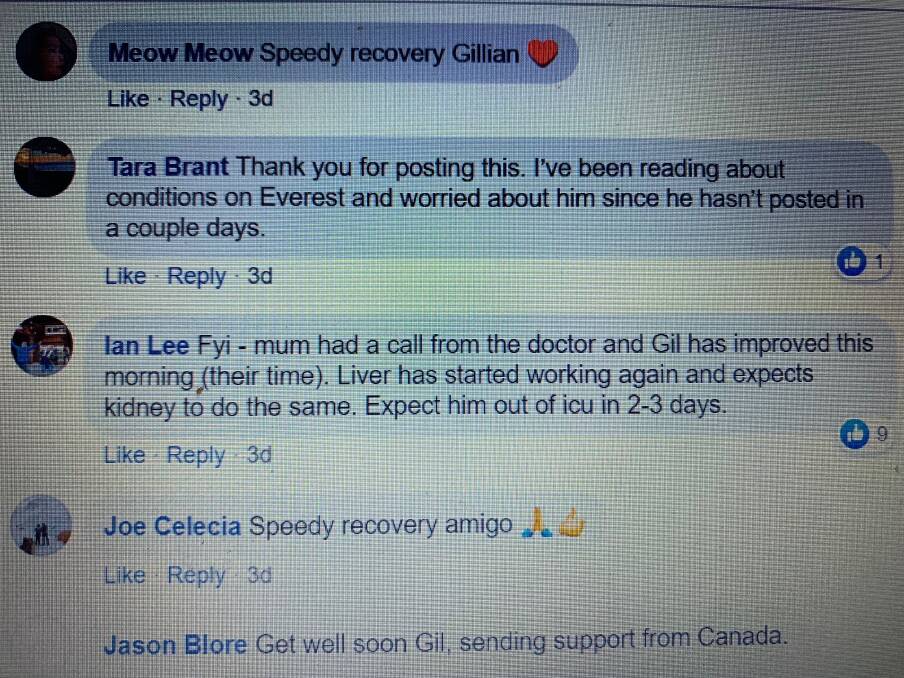 Messages of support for Mr Lee appear on a friend's Facebook page. 