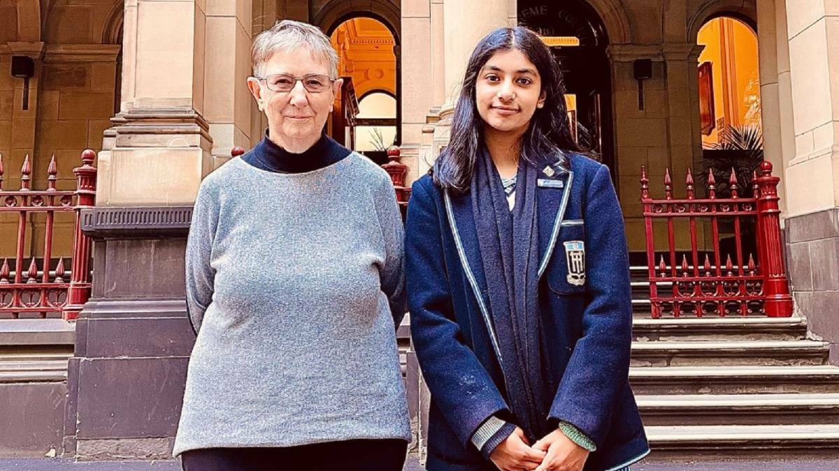 Action: Legislative guardian Sister Brigid Arthur and child litigant Anjali Sharma is is one of several children who brought the action. Photo supplied.