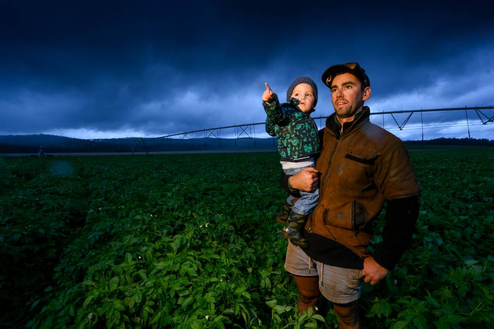 Deloraine farmer Simon Eastley says recent rainfall across the North will help farmers to finish off their vegetable crops with less need for irrigation. Picture: Scott Gelston