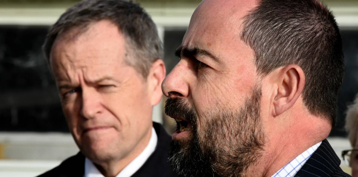 VICTORY LAP: Opposition leader Bill Shorten with incoming Bass Labor MHR Ross Hart. Picture: Neil Richardson.