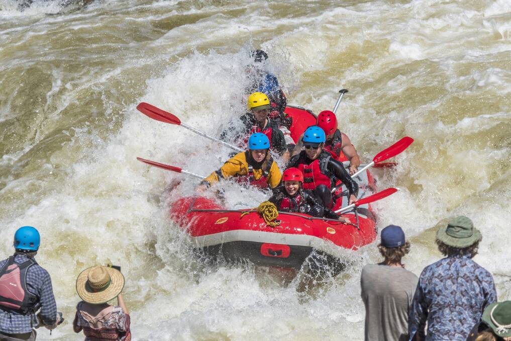 Keen rafters take on the challenging conditions. Picture: Phillip Biggs