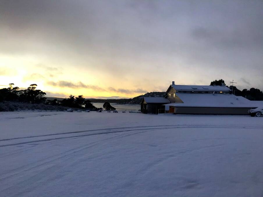 SNOW BUSINESS: Snowy conditions blanket the Great Lake Hotel at Miena. Picture: Supplied