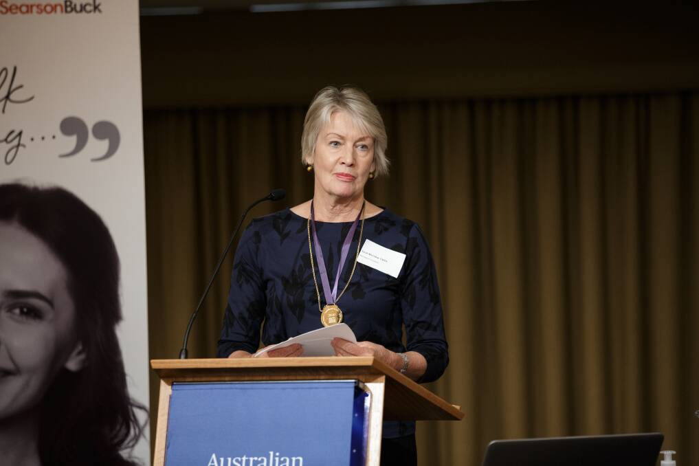 ON STAGE: Sarah Merridew receiving her award in Hobart on Friday. Picture: Supplied/AICD