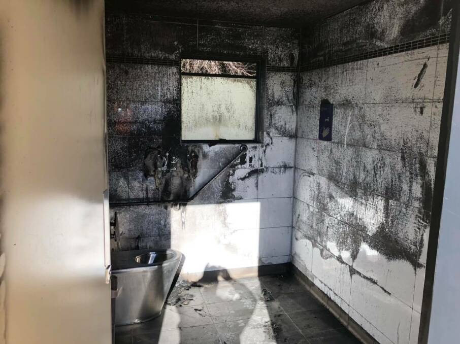 BLACKENED: The toilet block at the Sideling Lookout, which was targeted on the weekend. Picture: Supplied