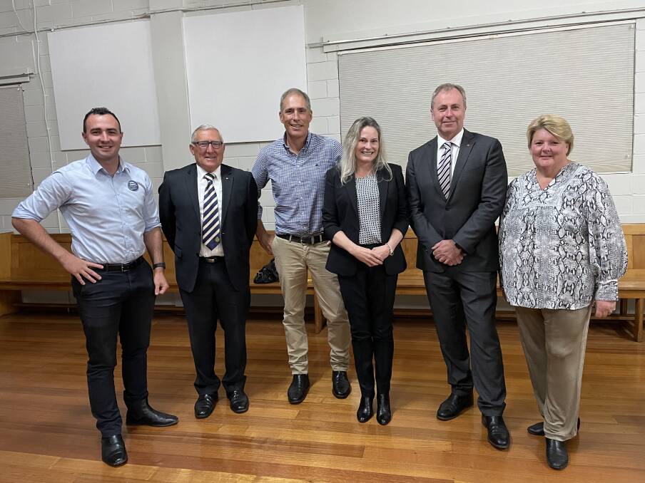 CANDIDATE FORUM: Will Smith, Geoff Lyons, Nick Duigan, Vivienne Gale, Rob Soward and Carolyn Smith at the event. 