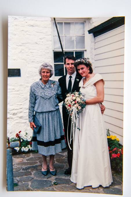 Andrew's mother Gwenneth, Lisa and Andrew on their wedding day. Picture: Supplied