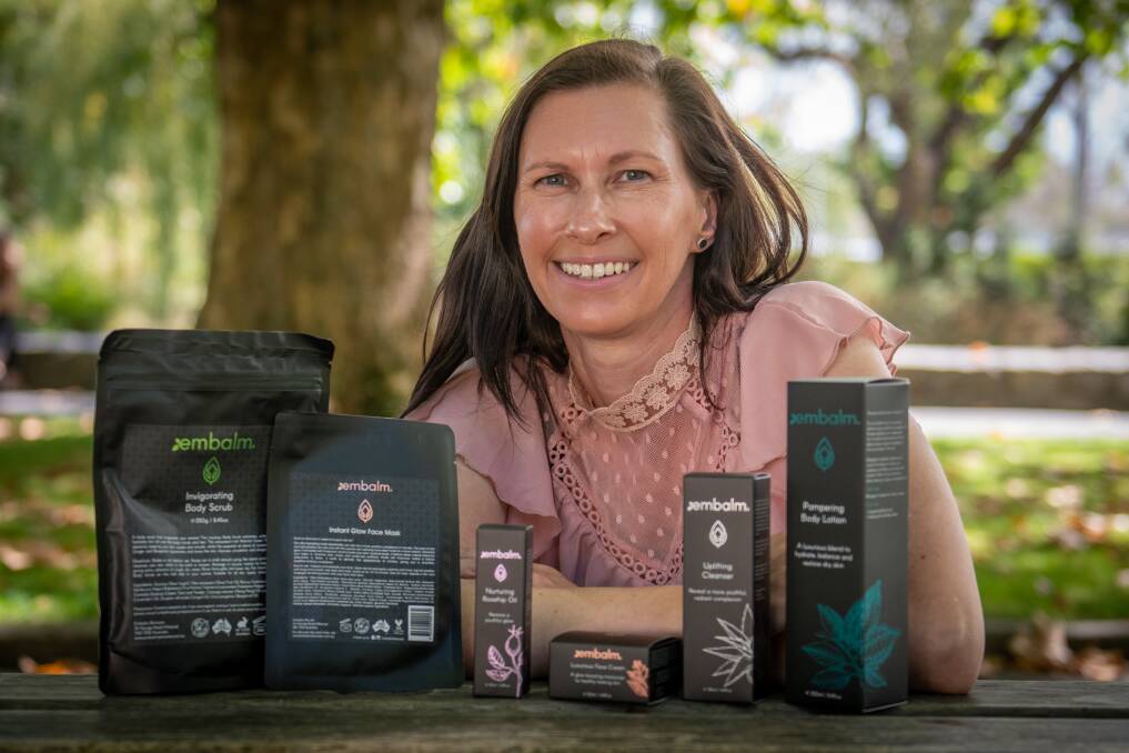 AWARD WINNER: Mel Driver alongside products from her Embalm Skincare line. Picture: Paul Scambler
