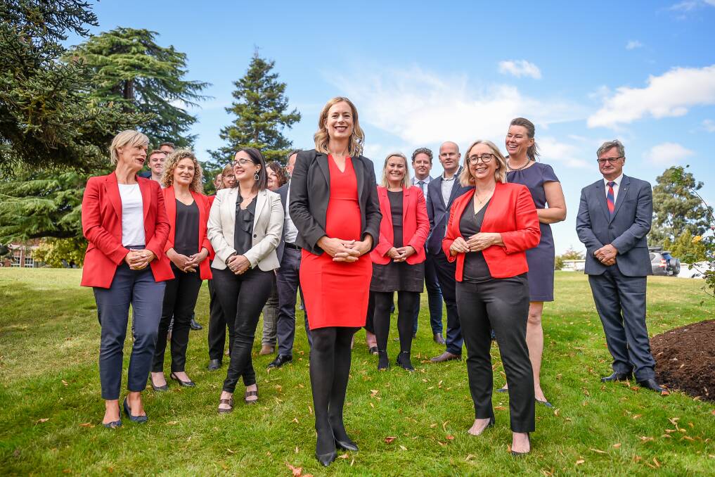 UNITED: Rebecca White and the Labor team contesting the 2021 state election. Pictures: Craig George