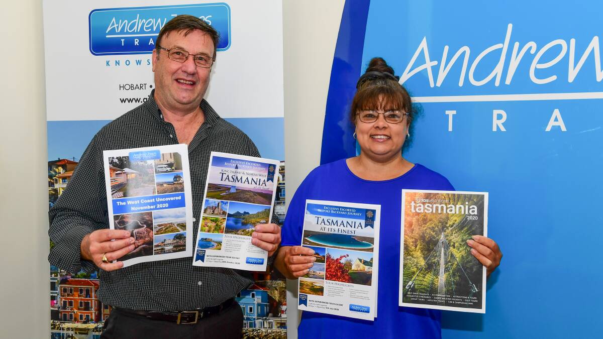 Selling the state: Gary Woodland and Debbie Mondon from Andrew Jones Launceston. Picture: Neil Richardson