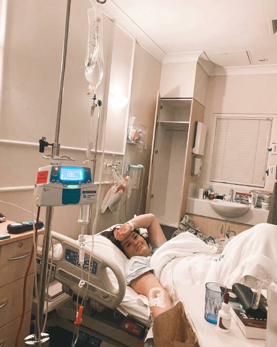 HOSPITALISED: One of Maddy Reid's stays in hospital during her journey with gastroparesis. Picture: Supplied