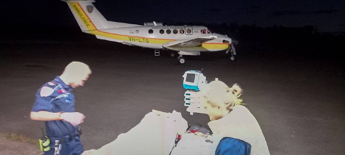 ON THE MOVE: Yani Glowacki-Smith being taken to the transport plane. Picture: Supplied