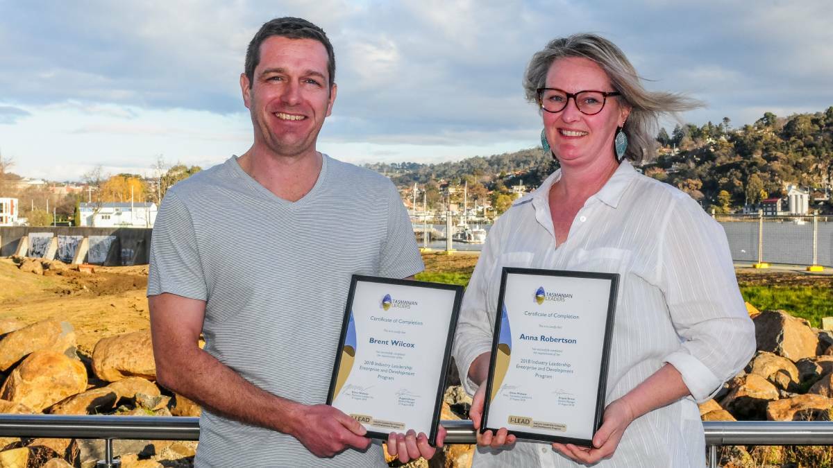 2018 I-LEAD program graduates Brent Wilcox from Vos Constructions and Joinery Pty Ltd and Anna Robertson from Bridestowe Lavender Estate. Picture: File