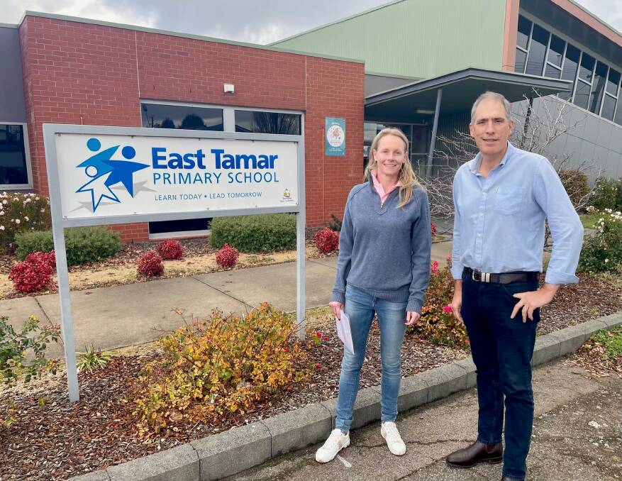 Sarah Courtney and Nick Duigan at East Tamar Primary School. Picture: Supplied