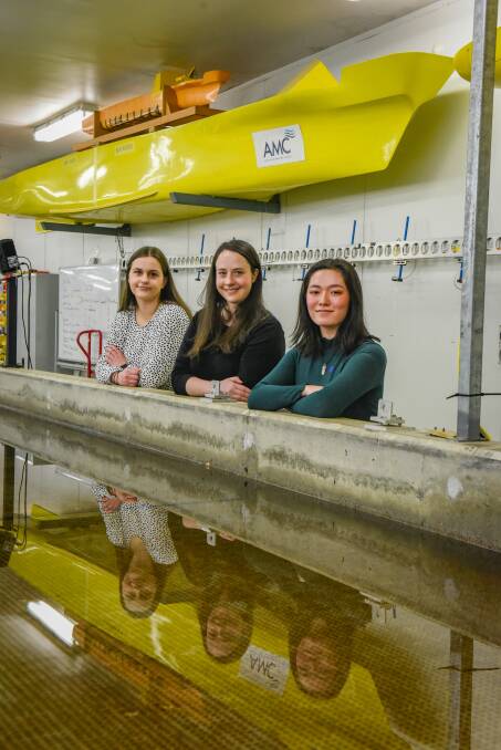 Future engineers: Anna Smith, Eddie James and Melina Savic at the AMC. Picture: Paul Scambler