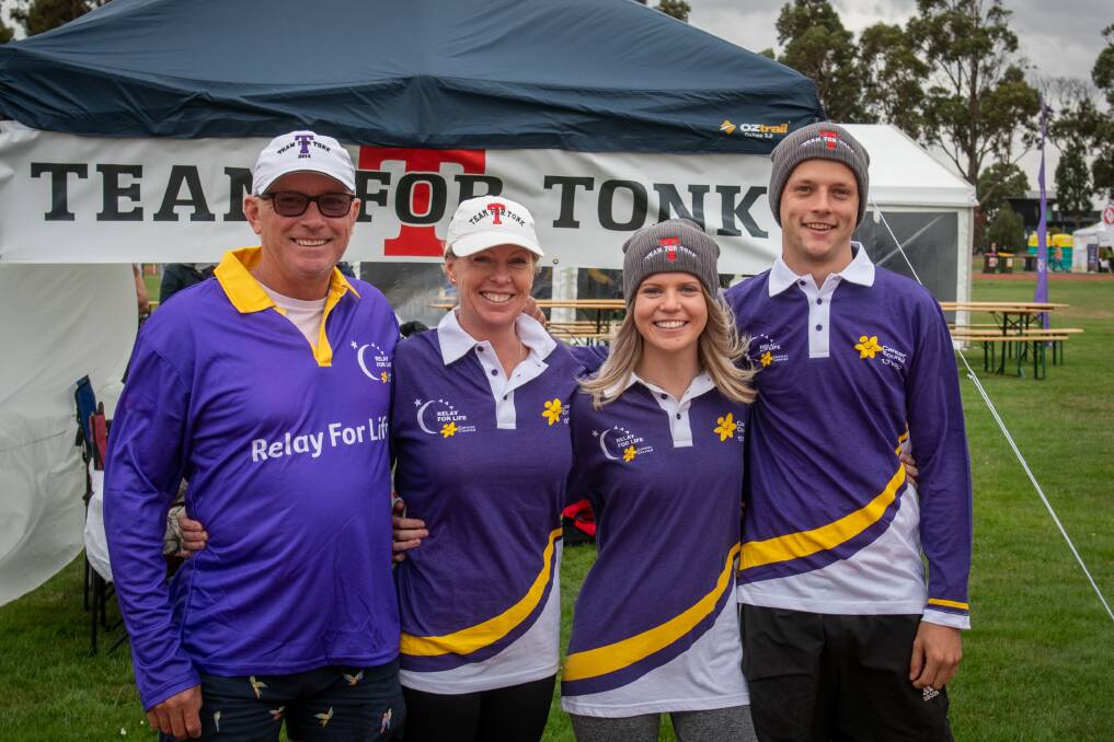 FAMILY MATTERS: Andrew and Wendy Giles, Sarah-Kate Tomkinson and Jason Holmberg from Team for Tonk at Relay for Life. Pictures: Paul Scambler