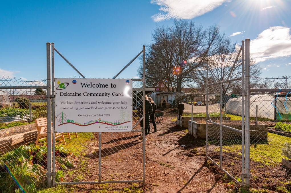 The unassuming entrance to the community garden. Picture: Phillip Biggs