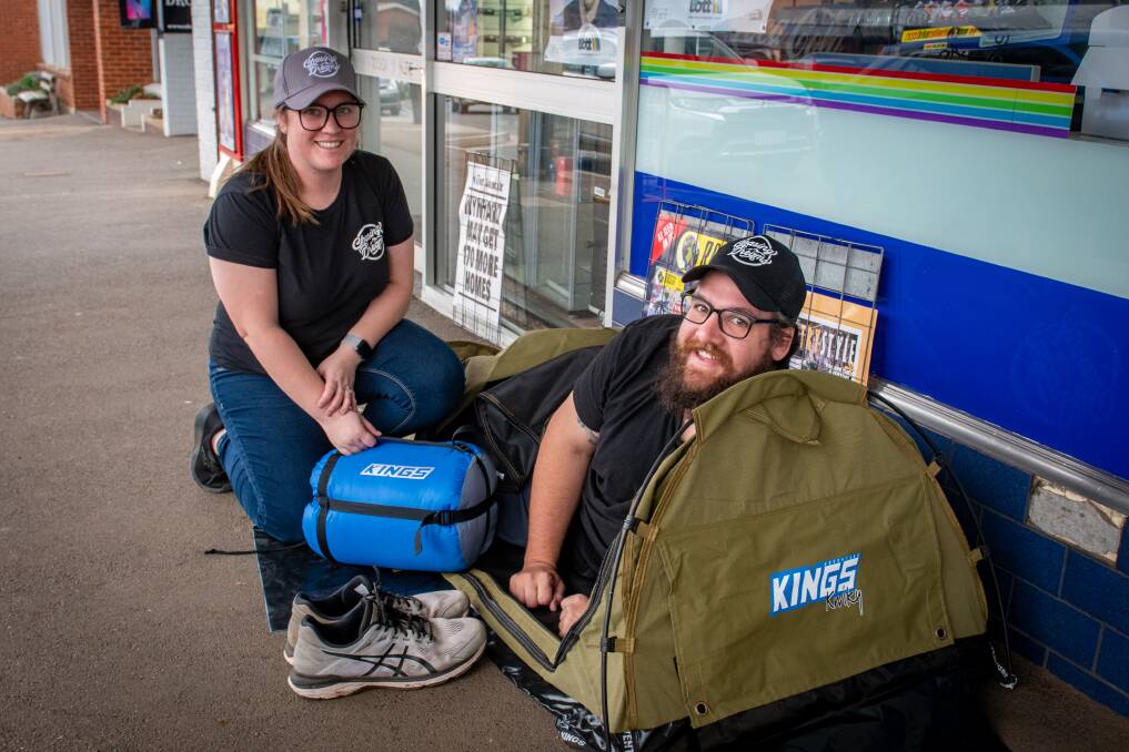 GOOD GEAR: Beau and Madi Willis with some of the gear set to be donated to those doing it tough in Deloraine. Picture: Paul Scambler.