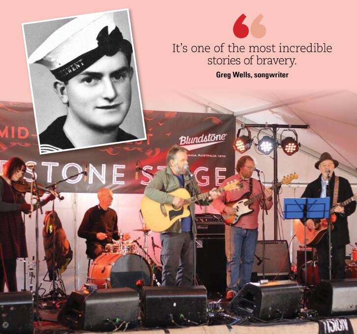 STORYTELLERS: Greg Wells and the Blackwater Band, a Hobart five-piece, have written songs about the courage of war hero Teddy Sheean.