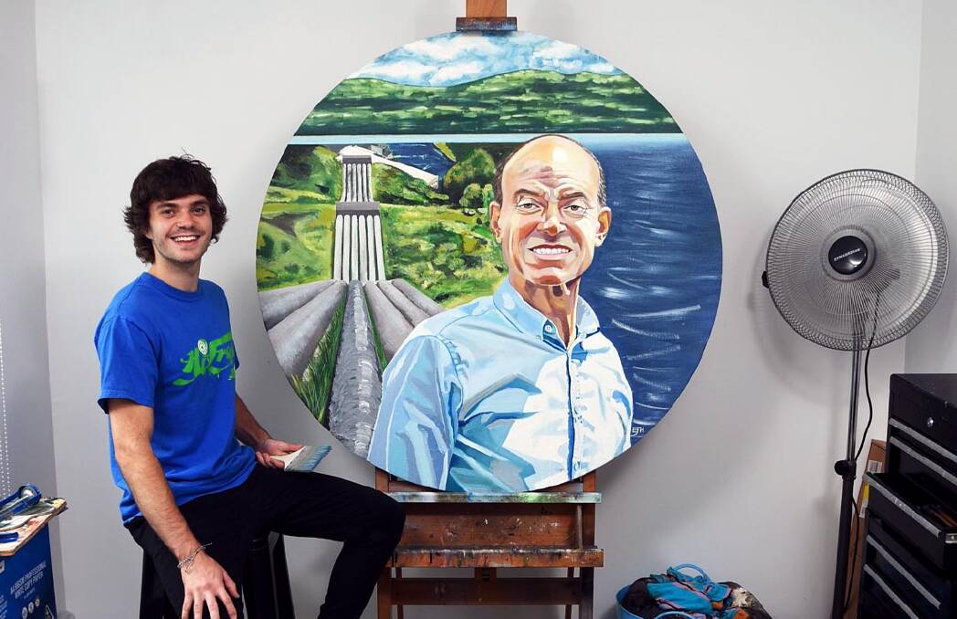 INSPIRED: Edward Jack Humphrey, of Sydney, has painted Tasmanian Energy Minister Guy Barnett and entered the work in the Archibald Prize. He says he is inspired by the Liberal MHA's "optimism" and "vision". Picture: Supplied