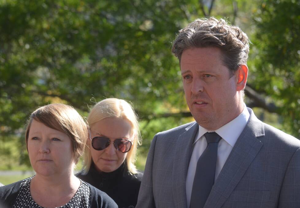 Ben McGregor announcing his resignation as a Clark Labor candidate on Wednesday morning. Picture: Matt Maloney