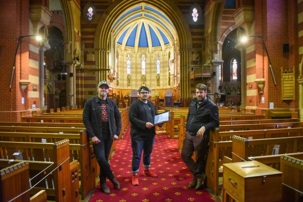 BLESSED: (L-R) Musician Nick Wolfe, promoter Adrian Barrett and All Saints Anglican Network's James Hornby are excited about a series of events being held in Launceston. Picture: Paul Scambler