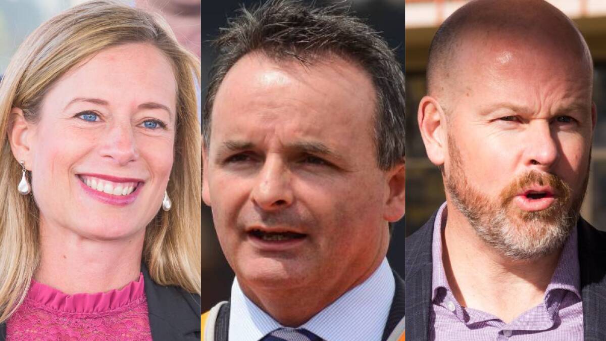 Rebecca White (left) wants to hold on to the Labor leadership. David O'Byrne (centre) and Shane Broad (right) have also both been touted as potential candidates for the role.
