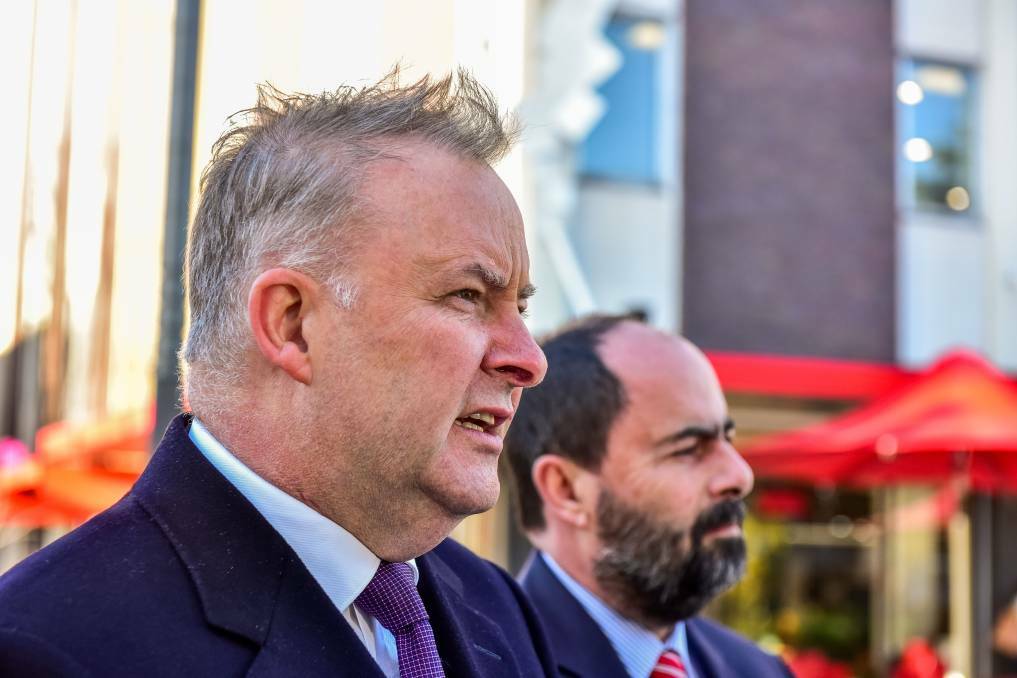 Federal Labor leader Anthony Albanese with Ross Hart in Launceston following Labor's shock election defeat. Picture: Neil Richardson