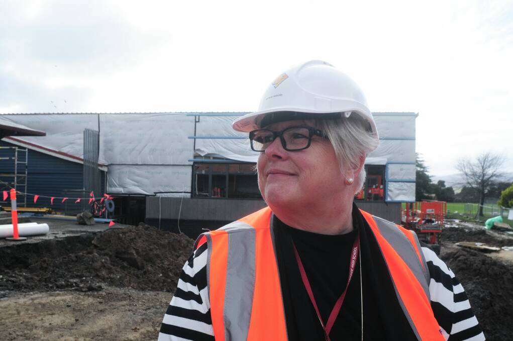 SURVEYING: Riverside High School principal Natalie Odgers at the work-site where infrastructure upgrades are underway. Picture: Neil Richardson