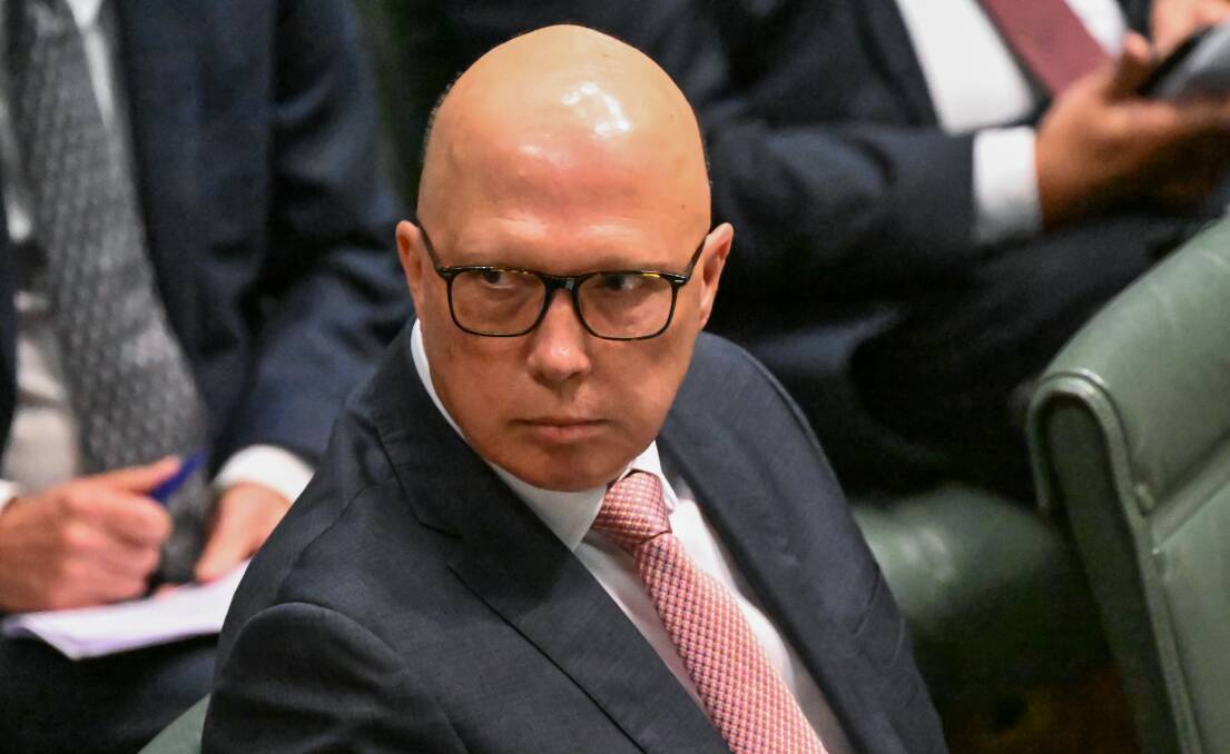 Opposition leader Peter Dutton in Question Time at Parliament House. Picture by Elesa Kurtz