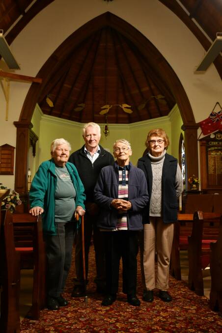 No Sale: Distressed St Paul's parishioners Joyce Aherne, Noel Austin, June Clayton and Molly Mundy are against the sale of their restored church. Picture: Brodie Weeding. 