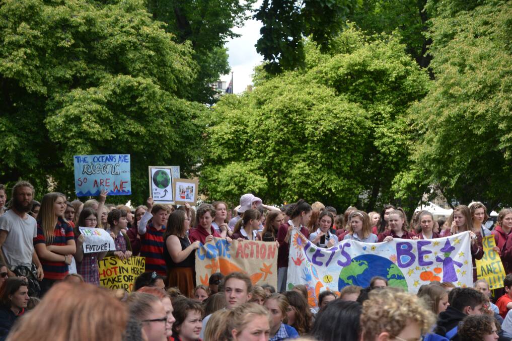 STRIKING: Students from across the state gathered at Parliament House in Hobart on Thursday to hold a School Strike 4 Climate Action event. Picture: Laura Jane Campbell
