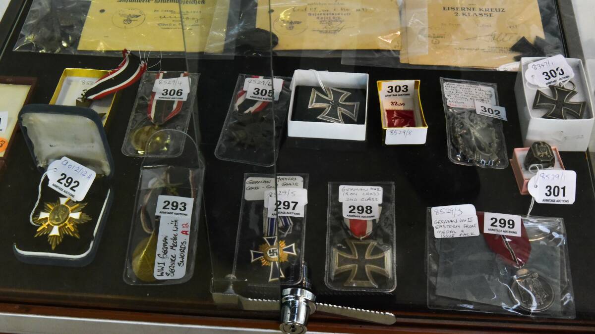 SOLD: Items of Nazi memorabilia fetched prices of up to $800 at Armitage Auctions on Wednesday, after facing criticism from parts of the community. Picture: Neil Richardson