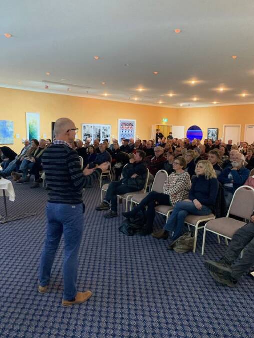 MEETING: Rob King from Kingthing Marketing addresses attendees at the St Helens Mountain Bike Trails public information session. Picture: Supplied