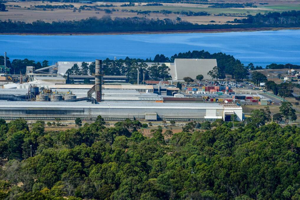 The Bell Bay Aluminium site, seen from Mount George. Picture: Scott Gelston 