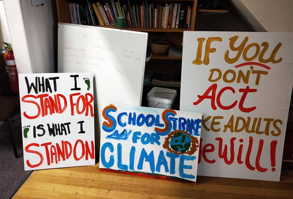 Signs prepared by students for Friday's Launceston School Strike 4 Climate rally. Picture: Supplied