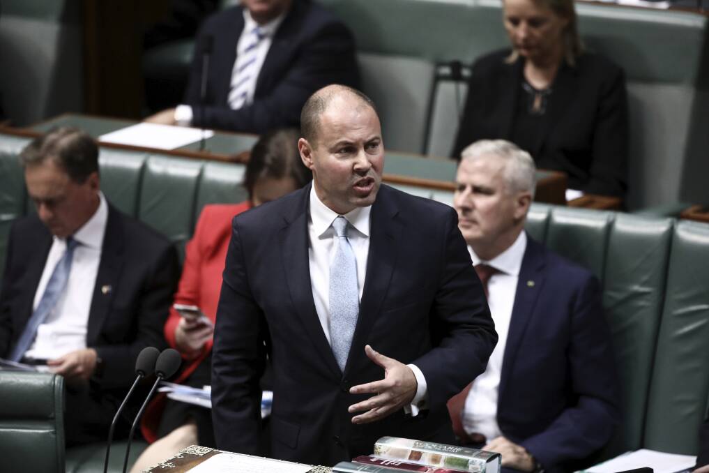 Federal Treasurer Josh Frydenberg during question time in Canberra this month. Mr Frydenberg will announce a $6.4 million regulatory reform package in Launceston today. Photo: Dominic Lorrimer