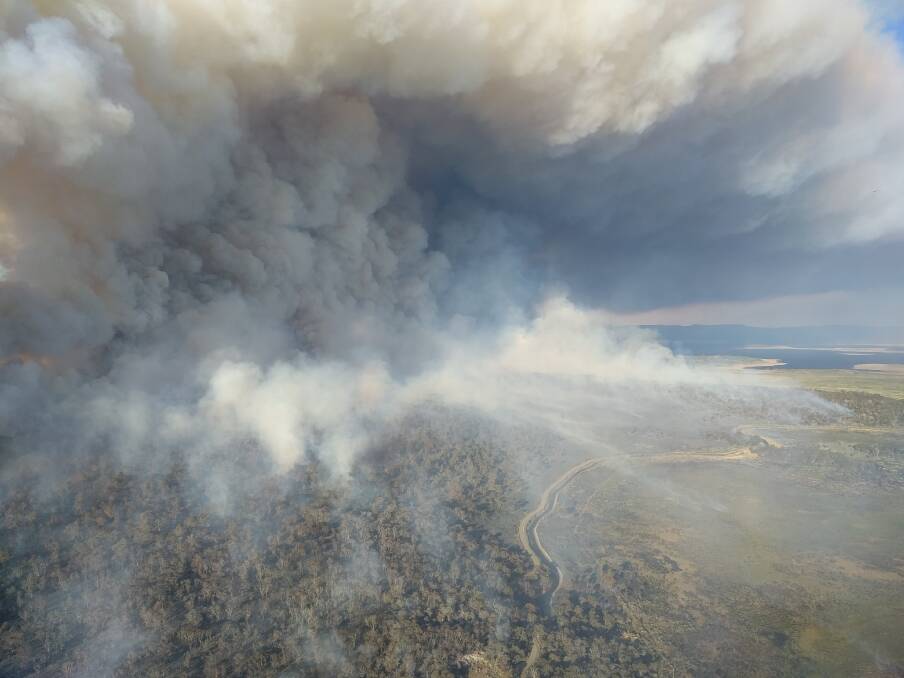 The Great Pine Tier fire near Reynolds Neck last Sunday. Picture: Supplied/TFS