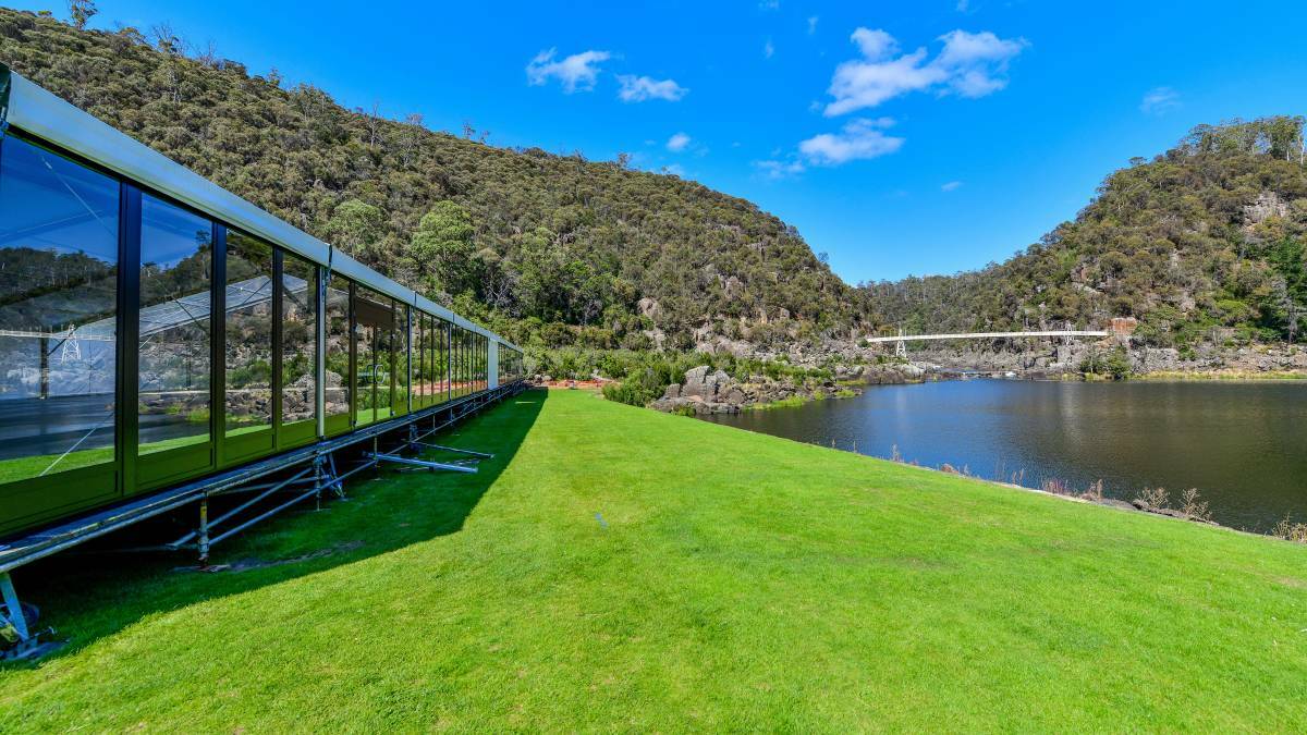 More than 800 of the nation's top tourism identities filled the makeshift convention centre build over the Cataract Gorge pool on March 1. Picture: Scott Gelston