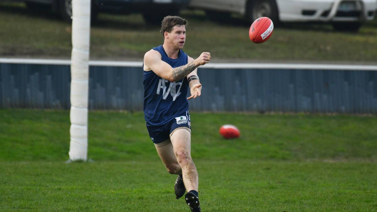 Hard working: Wynyard's Nick Hall was named in the best players in the win over Penguin at the Wynyard Recreation Ground on Saturday. Picture: Brodie Weeding.