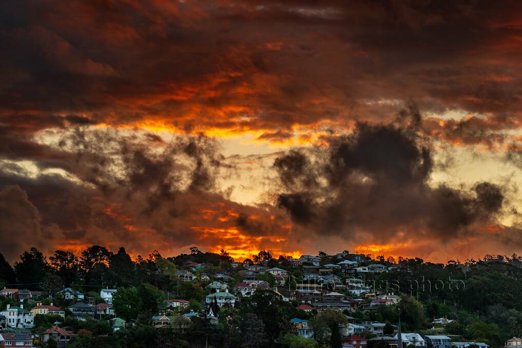 Sunset over West Launceston from Charles Street