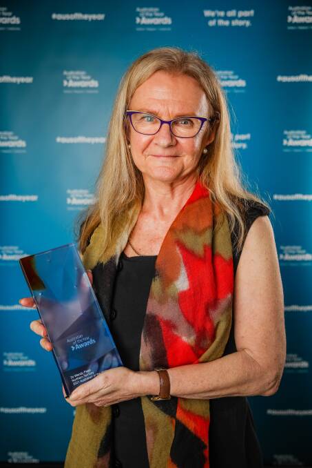 Dr Wendy Page with her state award. Picture: supplied by australianoftheyear.org.au