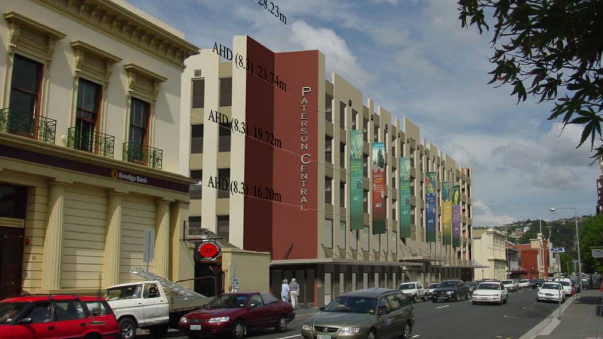 An artist impression of a proposed five level building at the Paterson Street Central car park. 