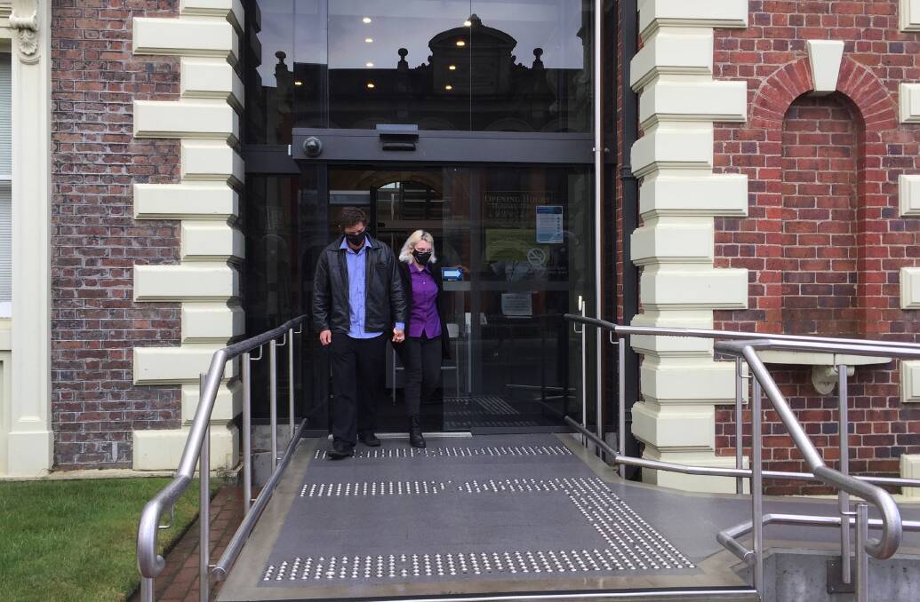 Frederick Hinds and his wife Michelle Kylie Hinds leaving the Supreme Court in Launceston.